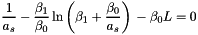 \[ \frac{1}{a_s} \mbox{} - \frac{\beta_1}{\beta_0} \ln \left( \beta_1 + \frac{\beta_0}{a_s} \right) \mbox{} - \beta_0 L = 0 \]
