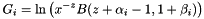 \[ G_i = \ln \left( x^{-z} B(z+\alpha_i-1,1+\beta_i) \right) \]
